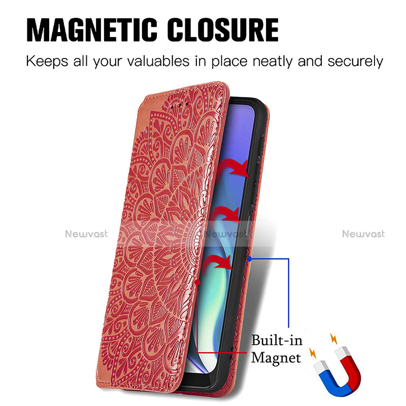 Leather Case Stands Fashionable Pattern Flip Cover Holder S01D for Motorola Moto G50 5G