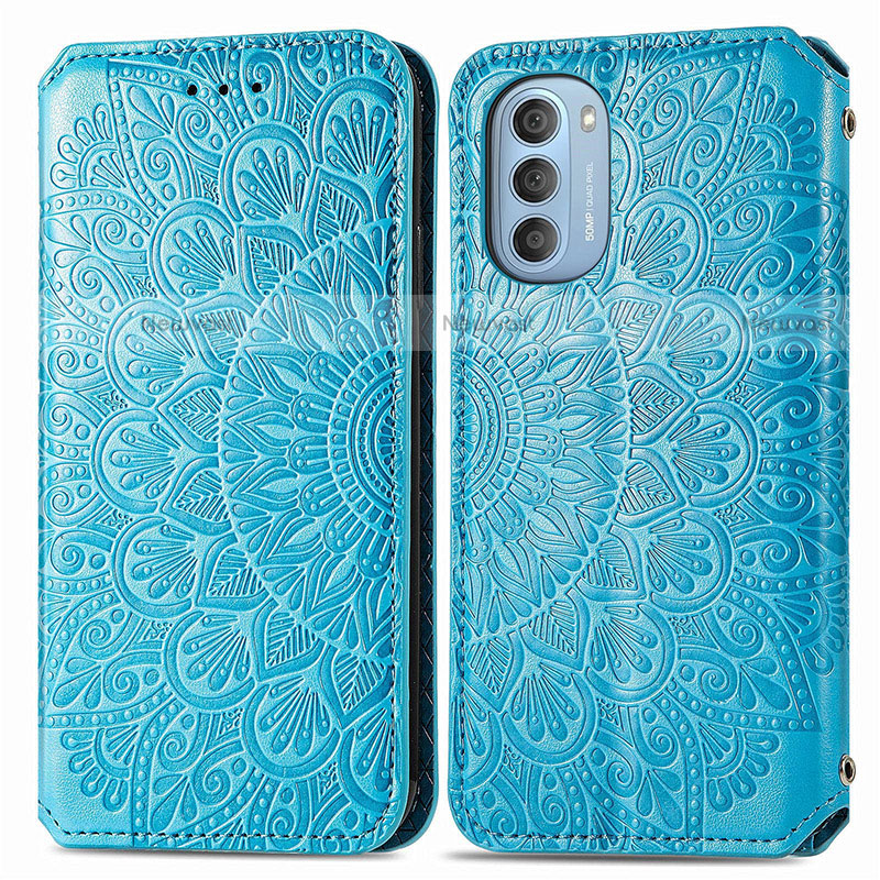 Leather Case Stands Fashionable Pattern Flip Cover Holder S01D for Motorola Moto G51 5G