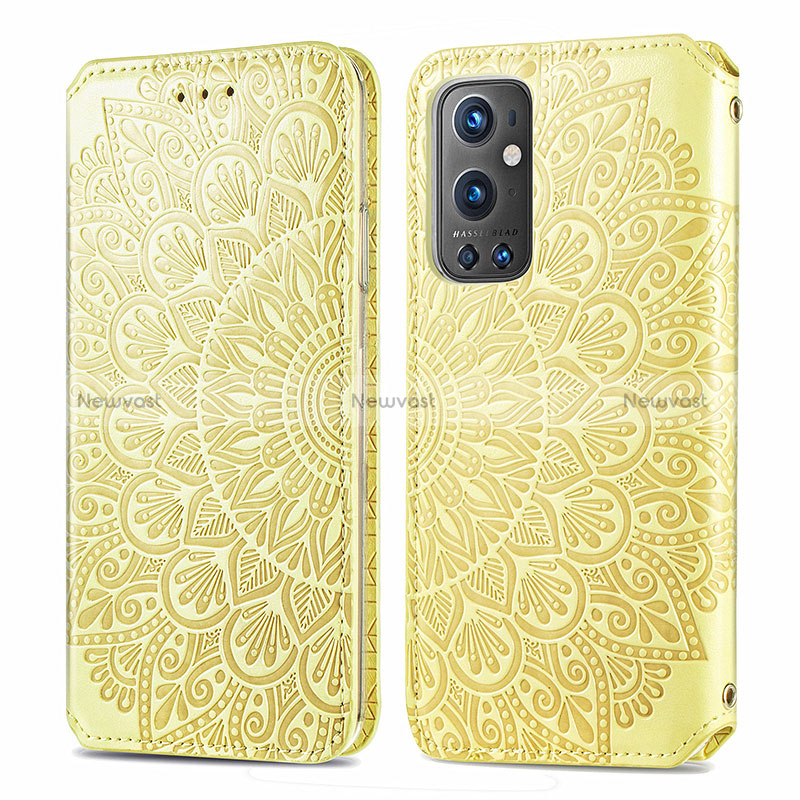 Leather Case Stands Fashionable Pattern Flip Cover Holder S01D for OnePlus 9 Pro 5G