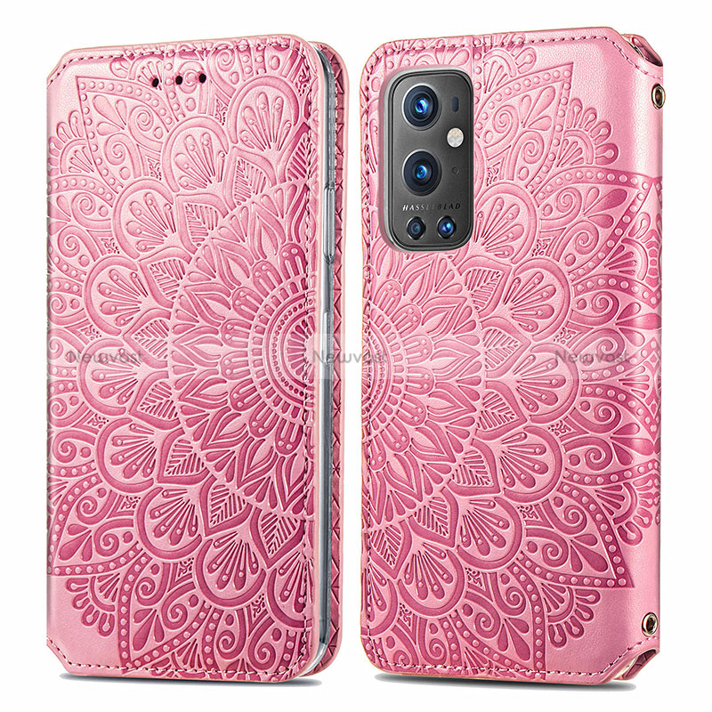 Leather Case Stands Fashionable Pattern Flip Cover Holder S01D for OnePlus 9 Pro 5G