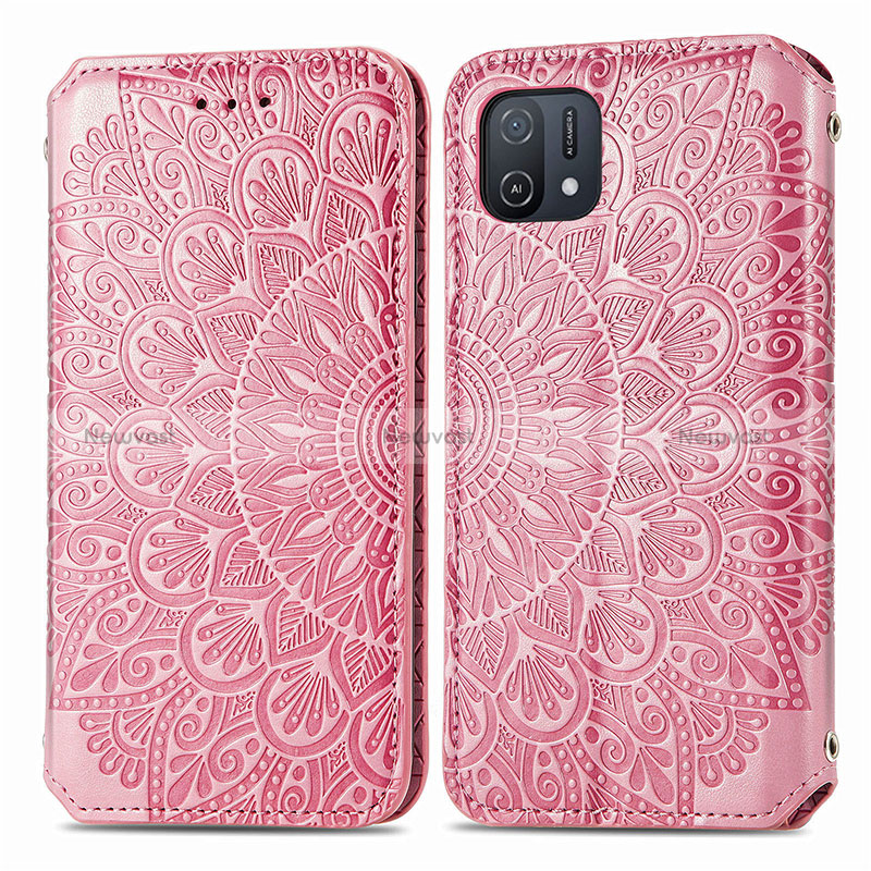 Leather Case Stands Fashionable Pattern Flip Cover Holder S01D for Oppo A16K