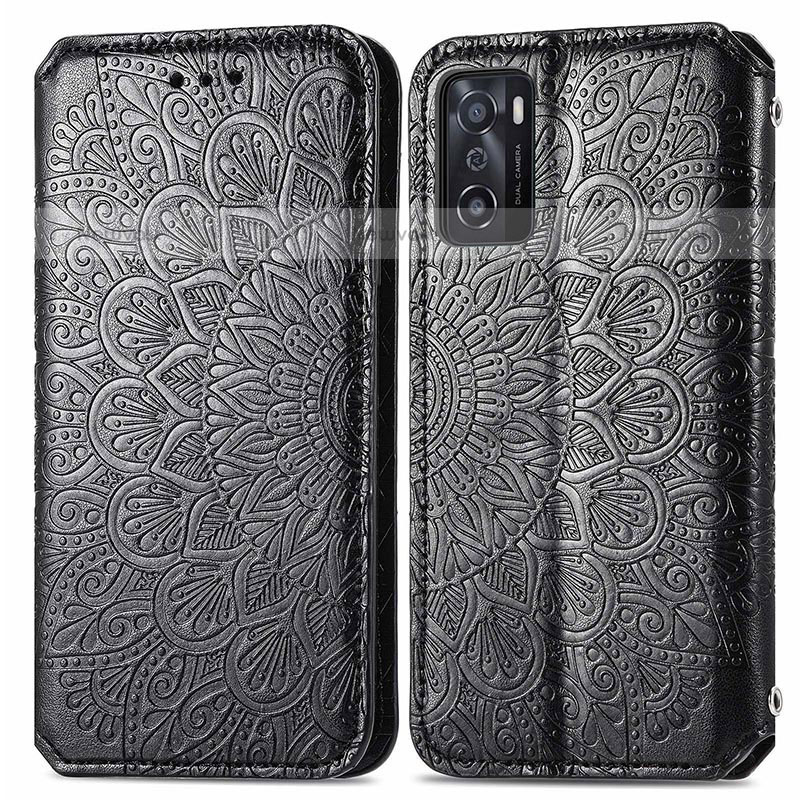 Leather Case Stands Fashionable Pattern Flip Cover Holder S01D for Oppo A55S 5G