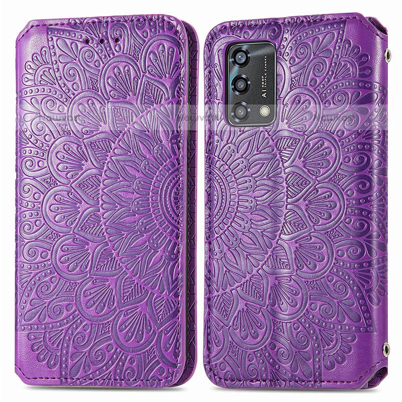 Leather Case Stands Fashionable Pattern Flip Cover Holder S01D for Oppo A74 4G