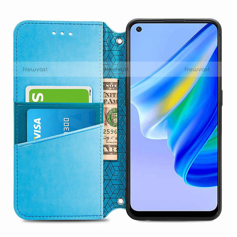 Leather Case Stands Fashionable Pattern Flip Cover Holder S01D for Oppo A74 4G