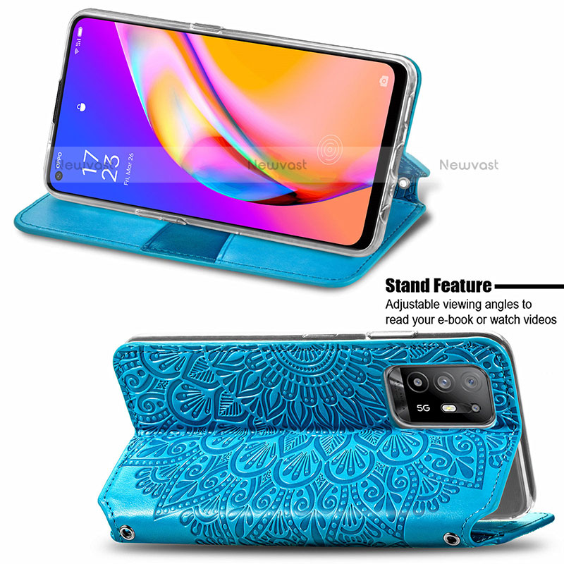 Leather Case Stands Fashionable Pattern Flip Cover Holder S01D for Oppo F19 Pro+ Plus 5G