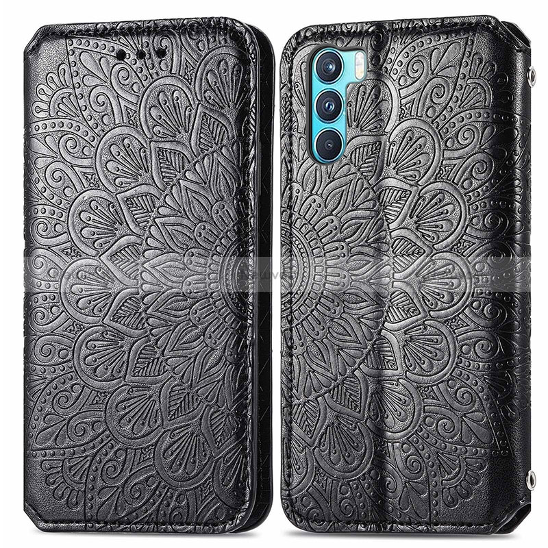 Leather Case Stands Fashionable Pattern Flip Cover Holder S01D for Oppo K9 Pro 5G