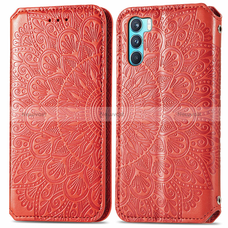 Leather Case Stands Fashionable Pattern Flip Cover Holder S01D for Oppo K9 Pro 5G