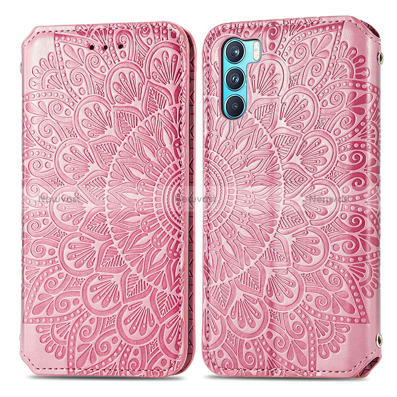 Leather Case Stands Fashionable Pattern Flip Cover Holder S01D for Oppo K9 Pro 5G