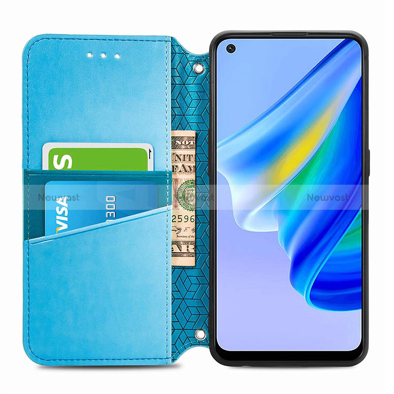 Leather Case Stands Fashionable Pattern Flip Cover Holder S01D for Oppo Reno6 Lite