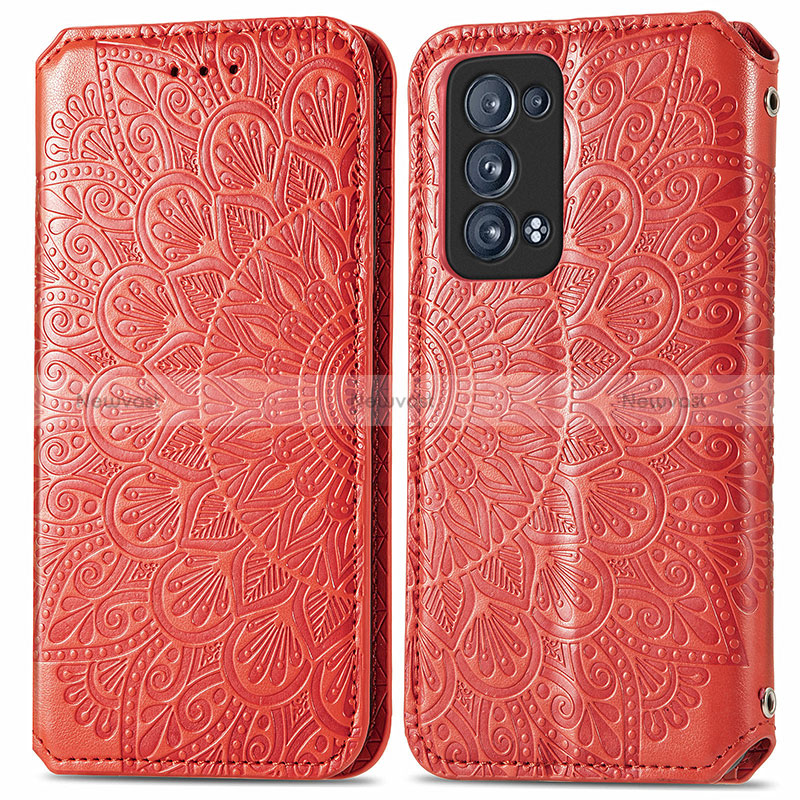 Leather Case Stands Fashionable Pattern Flip Cover Holder S01D for Oppo Reno6 Pro+ Plus 5G