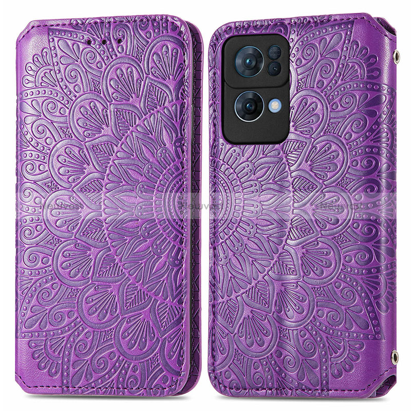 Leather Case Stands Fashionable Pattern Flip Cover Holder S01D for Oppo Reno7 Pro 5G