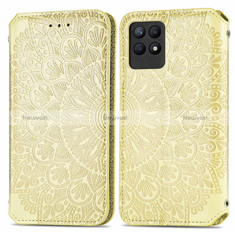 Leather Case Stands Fashionable Pattern Flip Cover Holder S01D for Realme 8i