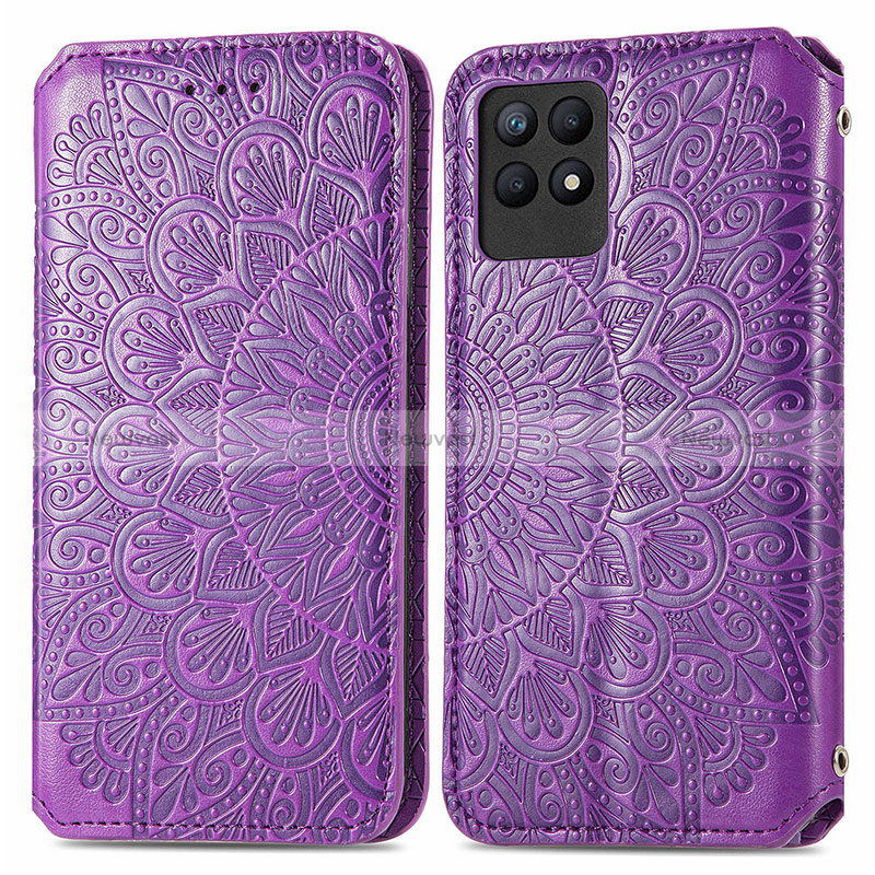 Leather Case Stands Fashionable Pattern Flip Cover Holder S01D for Realme 8i