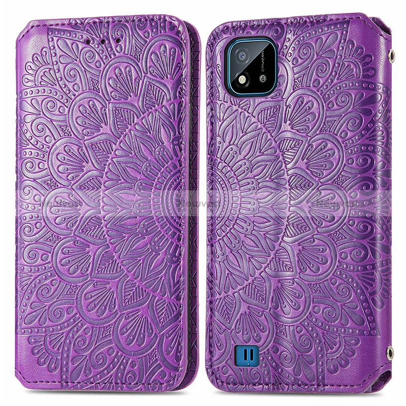 Leather Case Stands Fashionable Pattern Flip Cover Holder S01D for Realme C11 (2021)