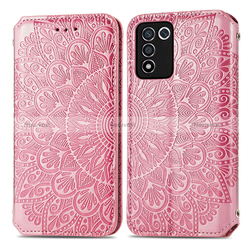 Leather Case Stands Fashionable Pattern Flip Cover Holder S01D for Realme Q3t 5G