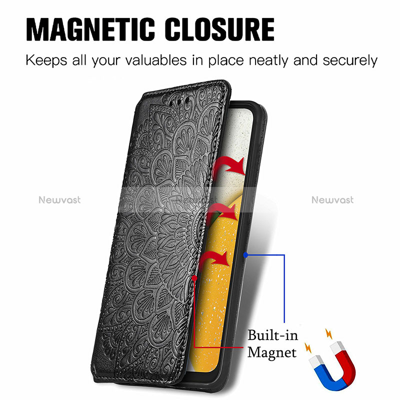 Leather Case Stands Fashionable Pattern Flip Cover Holder S01D for Samsung Galaxy A03 Core