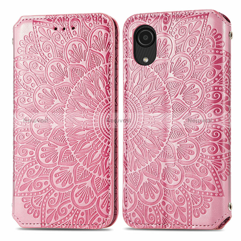 Leather Case Stands Fashionable Pattern Flip Cover Holder S01D for Samsung Galaxy A03 Core