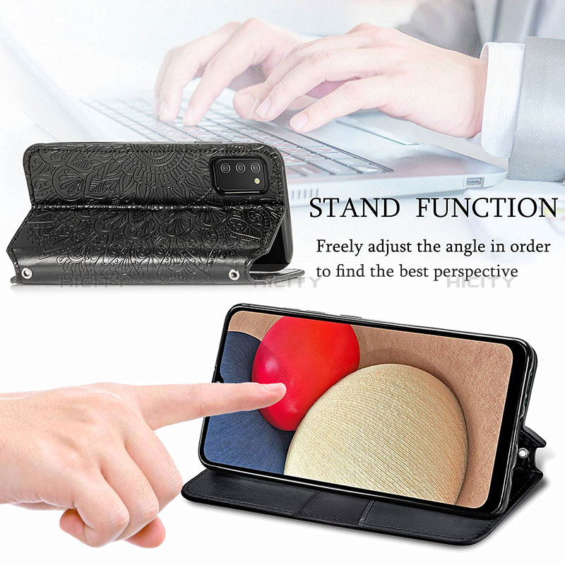 Leather Case Stands Fashionable Pattern Flip Cover Holder S01D for Samsung Galaxy A03s