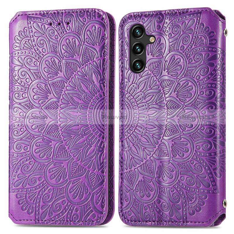 Leather Case Stands Fashionable Pattern Flip Cover Holder S01D for Samsung Galaxy A04s