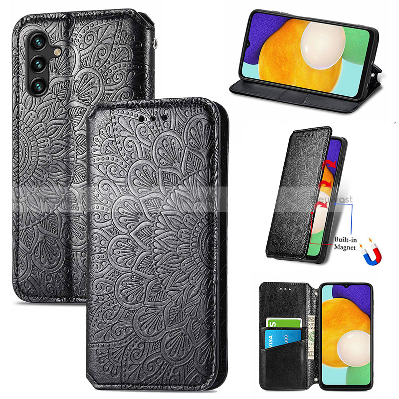 Leather Case Stands Fashionable Pattern Flip Cover Holder S01D for Samsung Galaxy A04s