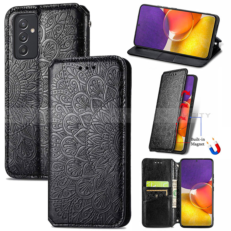 Leather Case Stands Fashionable Pattern Flip Cover Holder S01D for Samsung Galaxy A05s