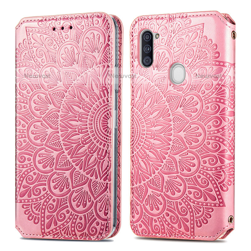 Leather Case Stands Fashionable Pattern Flip Cover Holder S01D for Samsung Galaxy A11