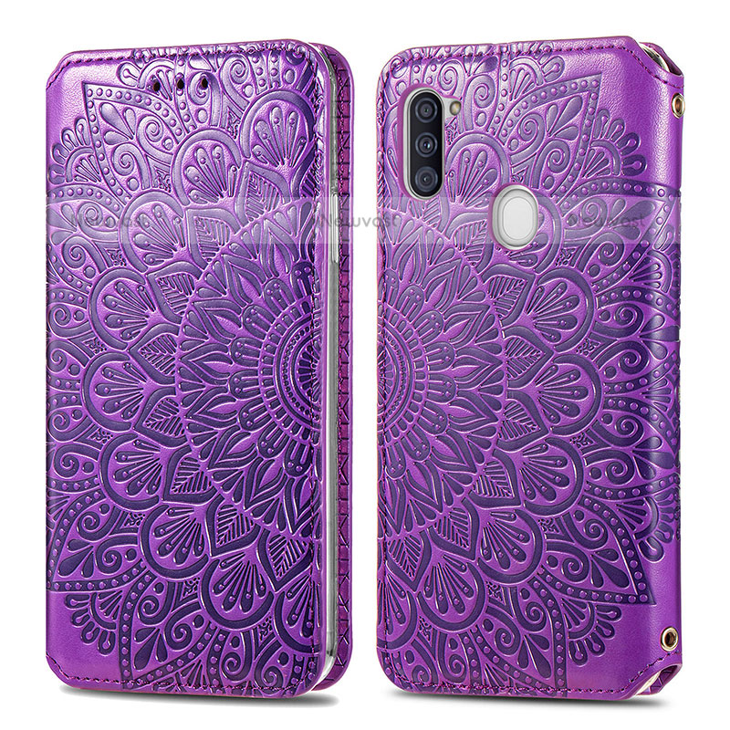 Leather Case Stands Fashionable Pattern Flip Cover Holder S01D for Samsung Galaxy A11