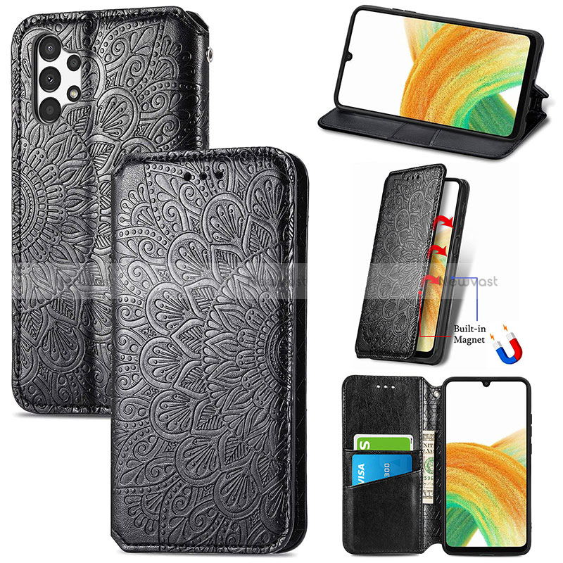 Leather Case Stands Fashionable Pattern Flip Cover Holder S01D for Samsung Galaxy A13 4G