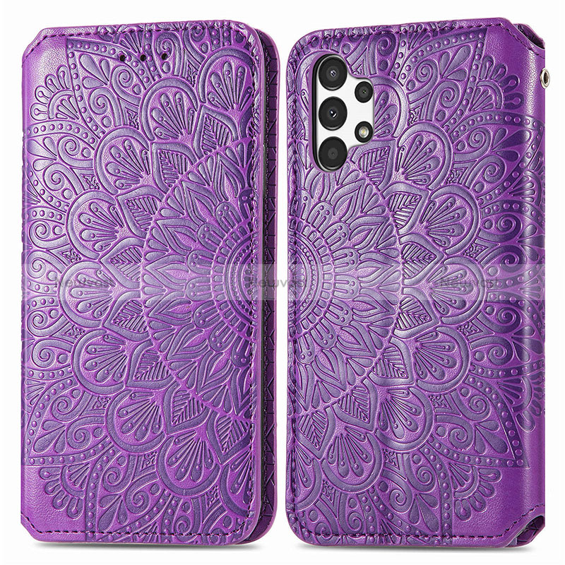 Leather Case Stands Fashionable Pattern Flip Cover Holder S01D for Samsung Galaxy A13 4G