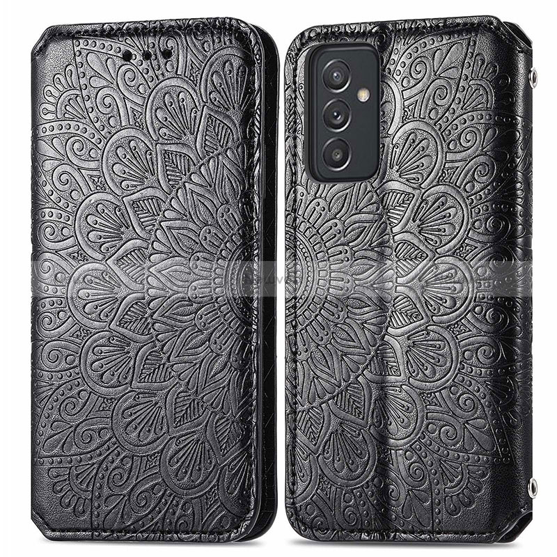 Leather Case Stands Fashionable Pattern Flip Cover Holder S01D for Samsung Galaxy A15 4G Black