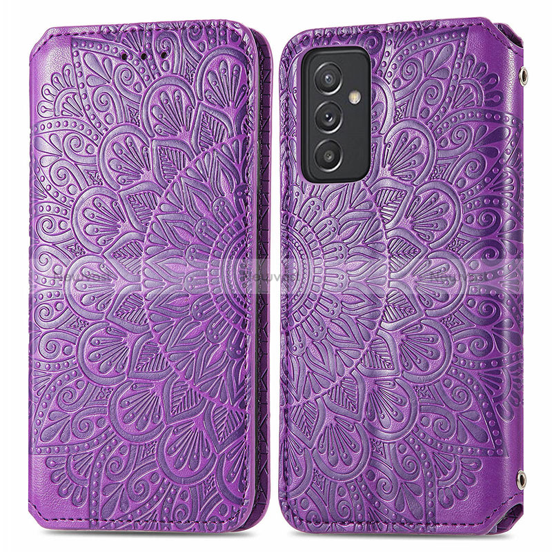 Leather Case Stands Fashionable Pattern Flip Cover Holder S01D for Samsung Galaxy A15 4G Purple