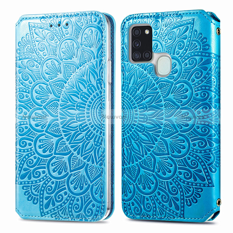 Leather Case Stands Fashionable Pattern Flip Cover Holder S01D for Samsung Galaxy A21s