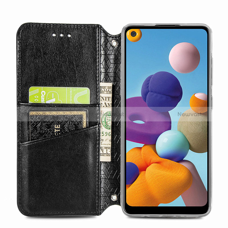 Leather Case Stands Fashionable Pattern Flip Cover Holder S01D for Samsung Galaxy A21s