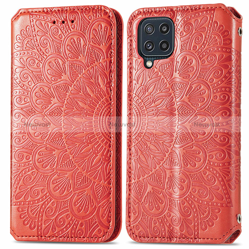 Leather Case Stands Fashionable Pattern Flip Cover Holder S01D for Samsung Galaxy A22 4G