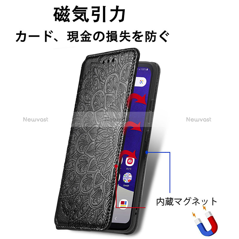 Leather Case Stands Fashionable Pattern Flip Cover Holder S01D for Samsung Galaxy A22 5G SC-56B