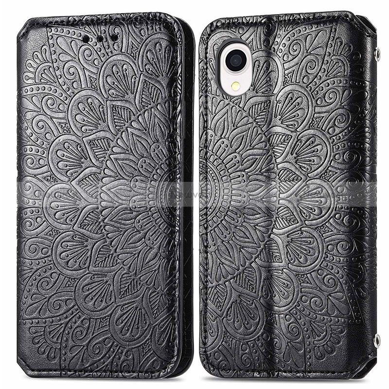 Leather Case Stands Fashionable Pattern Flip Cover Holder S01D for Samsung Galaxy A22 5G SC-56B