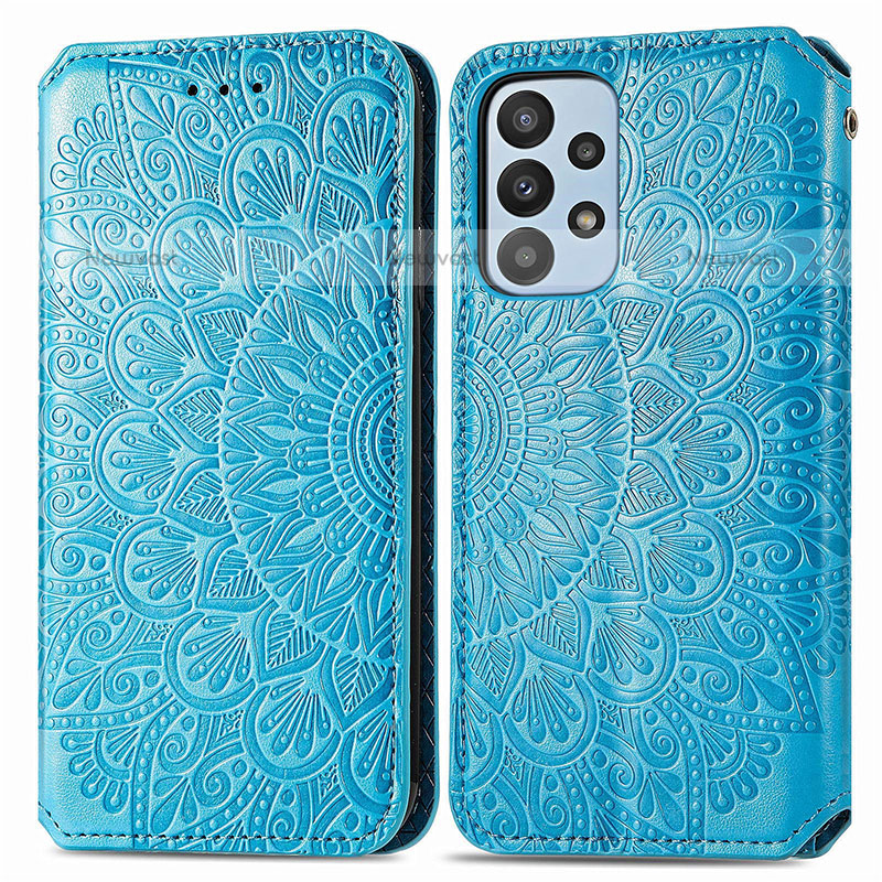 Leather Case Stands Fashionable Pattern Flip Cover Holder S01D for Samsung Galaxy A23 5G
