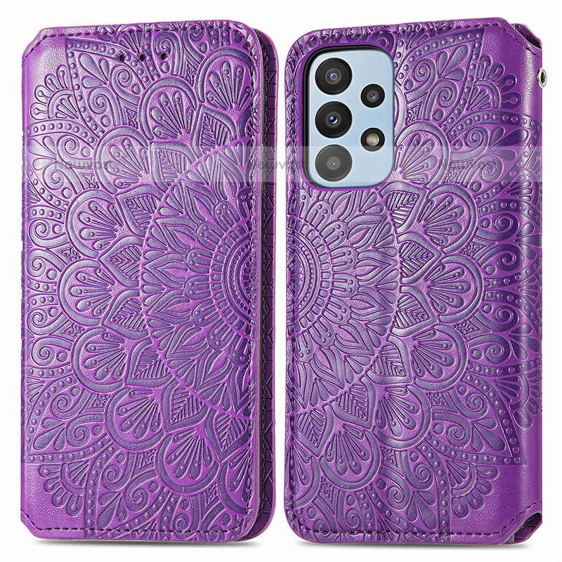 Leather Case Stands Fashionable Pattern Flip Cover Holder S01D for Samsung Galaxy A23 5G