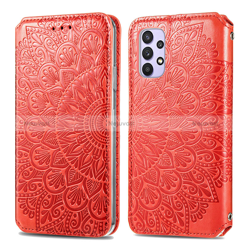 Leather Case Stands Fashionable Pattern Flip Cover Holder S01D for Samsung Galaxy A32 5G