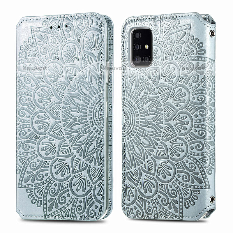 Leather Case Stands Fashionable Pattern Flip Cover Holder S01D for Samsung Galaxy A51 4G