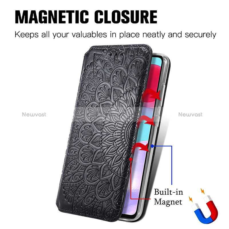 Leather Case Stands Fashionable Pattern Flip Cover Holder S01D for Samsung Galaxy A52 4G