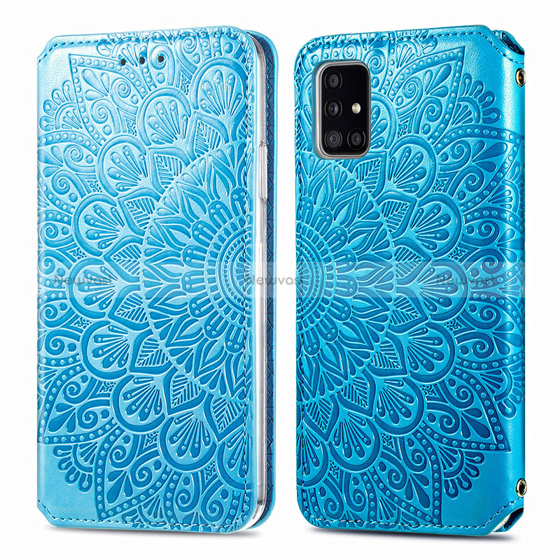 Leather Case Stands Fashionable Pattern Flip Cover Holder S01D for Samsung Galaxy A71 5G