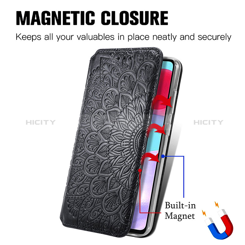 Leather Case Stands Fashionable Pattern Flip Cover Holder S01D for Samsung Galaxy A72 4G