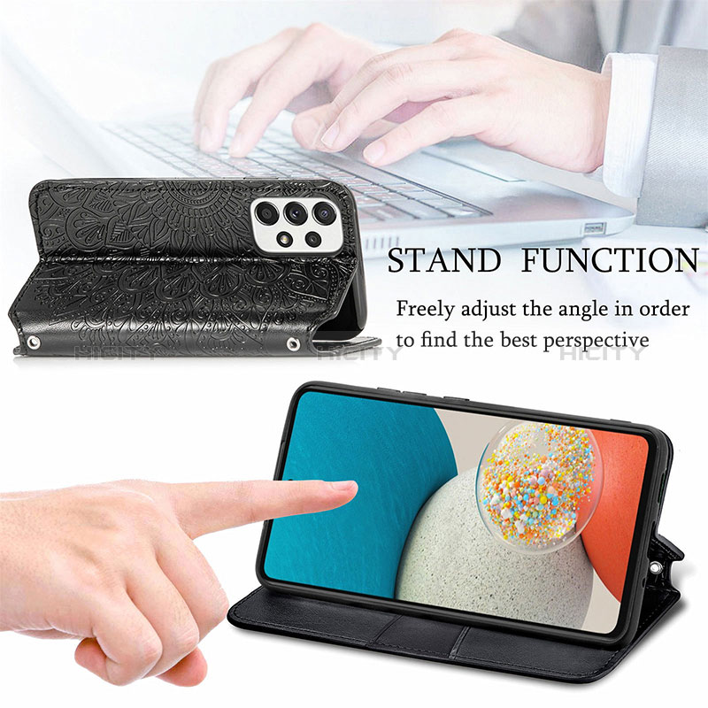 Leather Case Stands Fashionable Pattern Flip Cover Holder S01D for Samsung Galaxy A73 5G