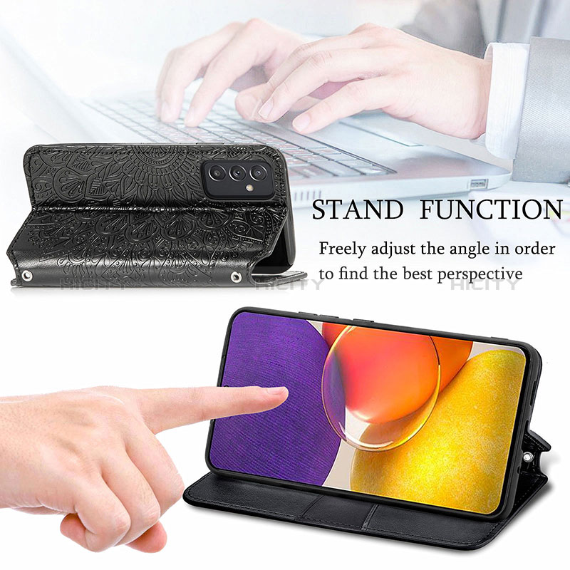 Leather Case Stands Fashionable Pattern Flip Cover Holder S01D for Samsung Galaxy A82 5G