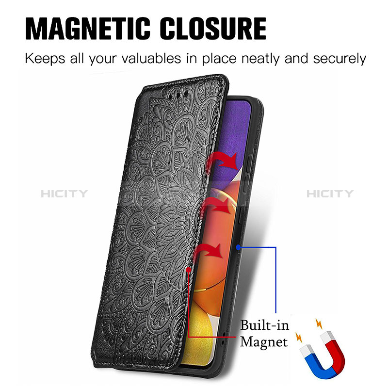 Leather Case Stands Fashionable Pattern Flip Cover Holder S01D for Samsung Galaxy A82 5G