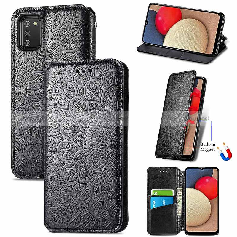 Leather Case Stands Fashionable Pattern Flip Cover Holder S01D for Samsung Galaxy F02S SM-E025F