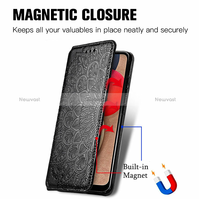 Leather Case Stands Fashionable Pattern Flip Cover Holder S01D for Samsung Galaxy F02S SM-E025F