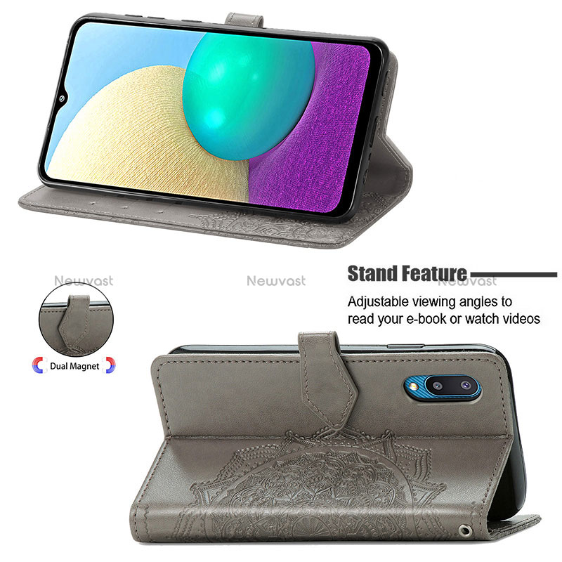 Leather Case Stands Fashionable Pattern Flip Cover Holder S01D for Samsung Galaxy M02