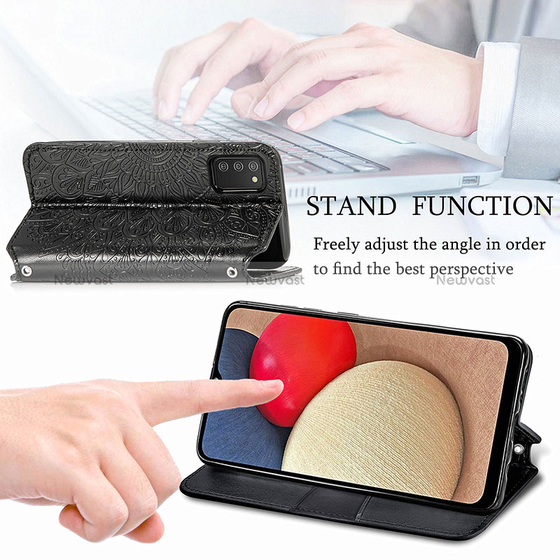 Leather Case Stands Fashionable Pattern Flip Cover Holder S01D for Samsung Galaxy M02s